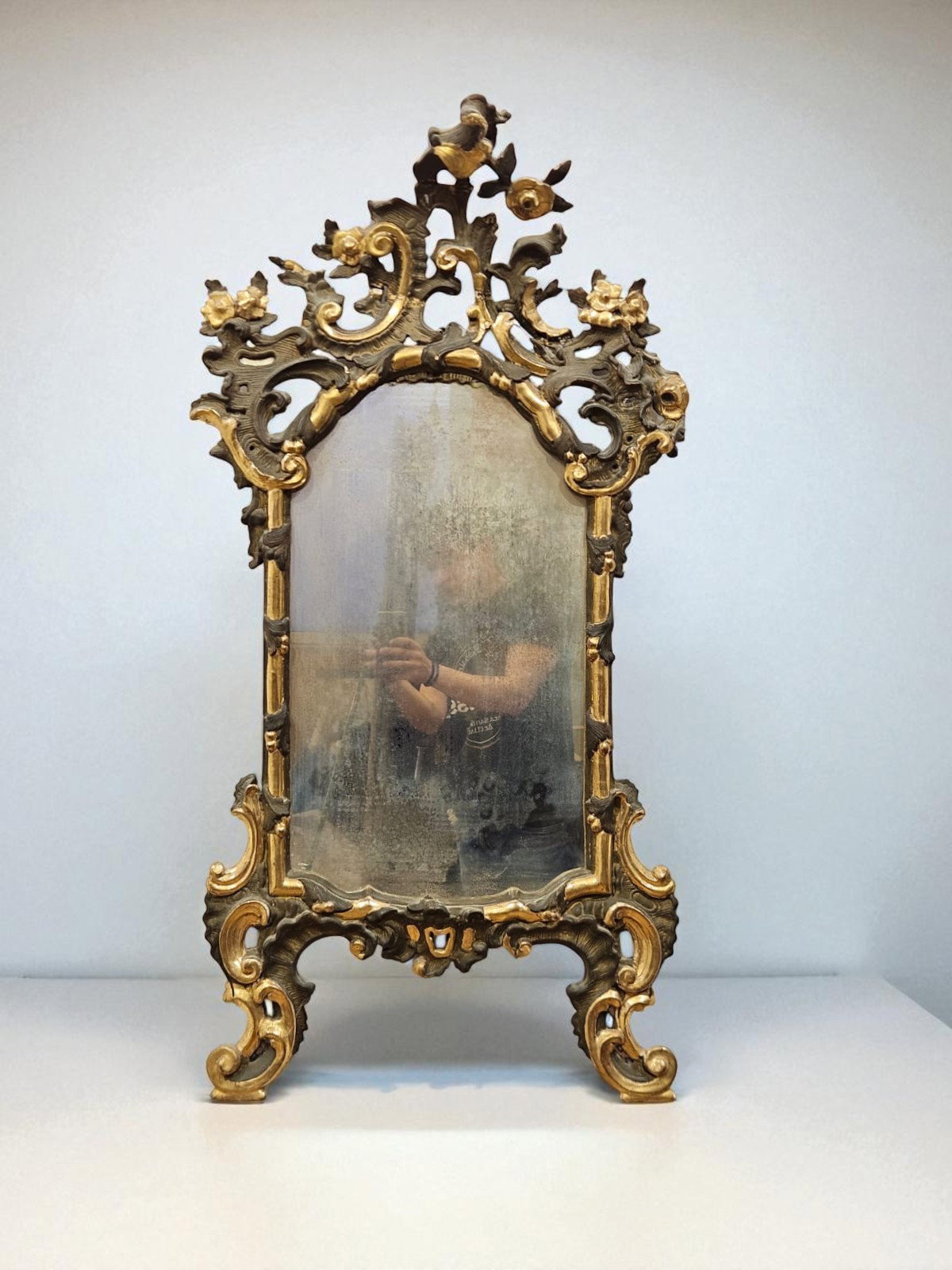 Miroir baroque laqué et doré en bois sculpté - XIXe siècle